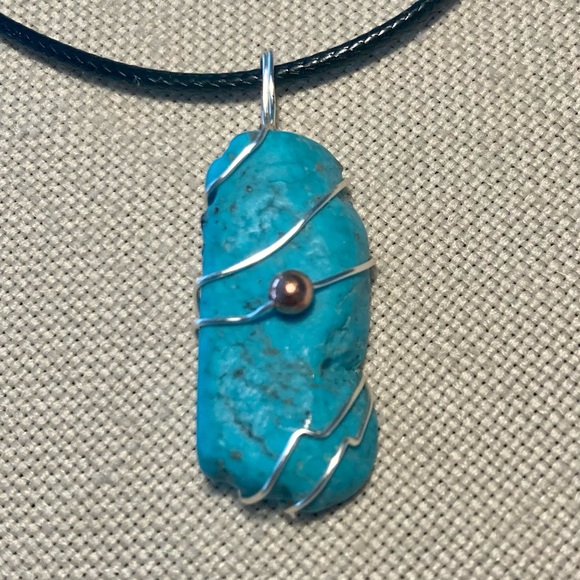 Hand Crafted Jewelry - Wire Wrapped Turquoise Pendant Necklace
